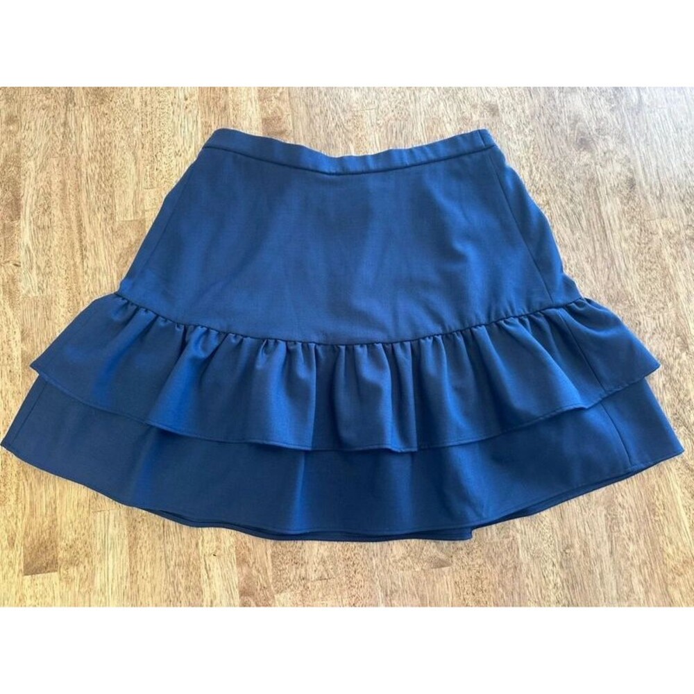 J.Crew Blue Wool Blend Tiered Ruffle Mini Skirt Size 6